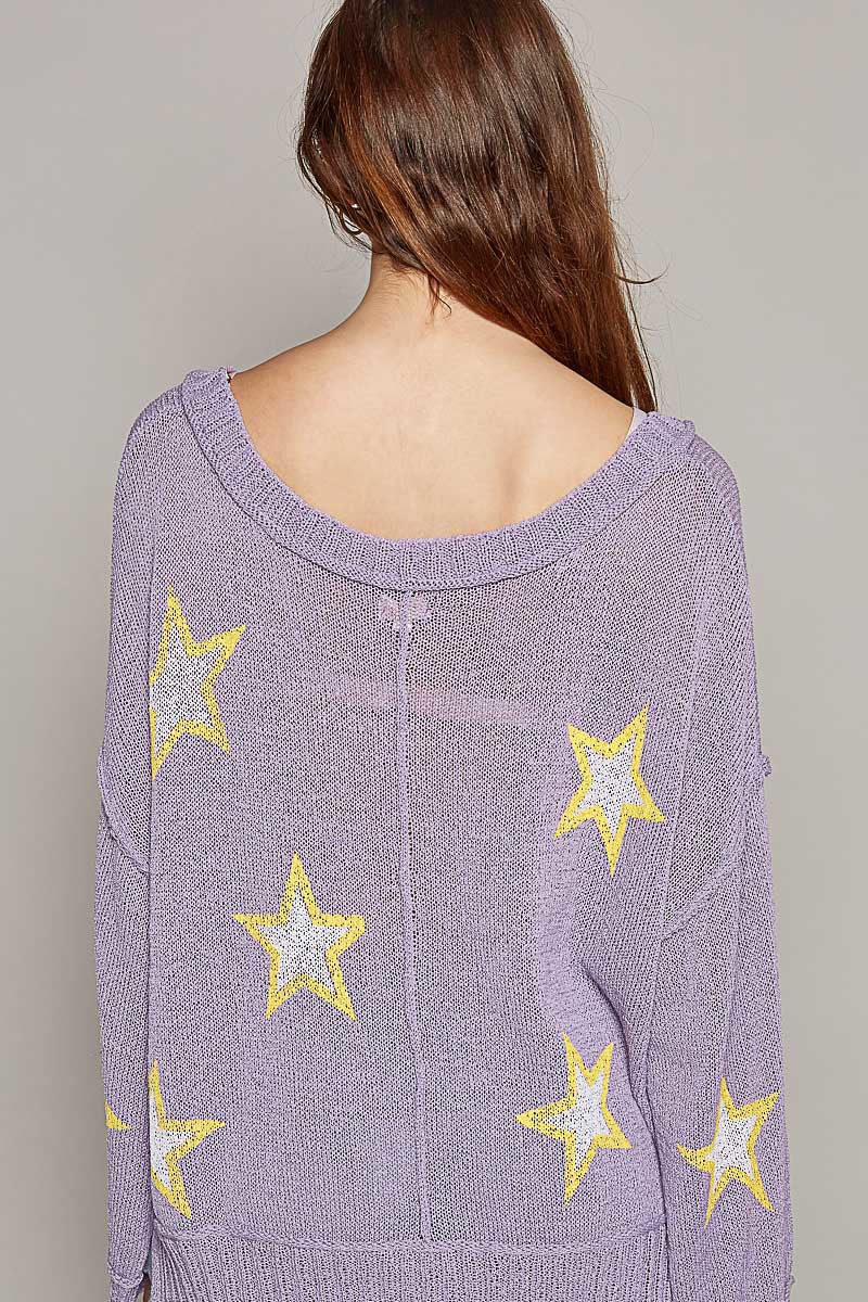 Grape Knit Top with Stars