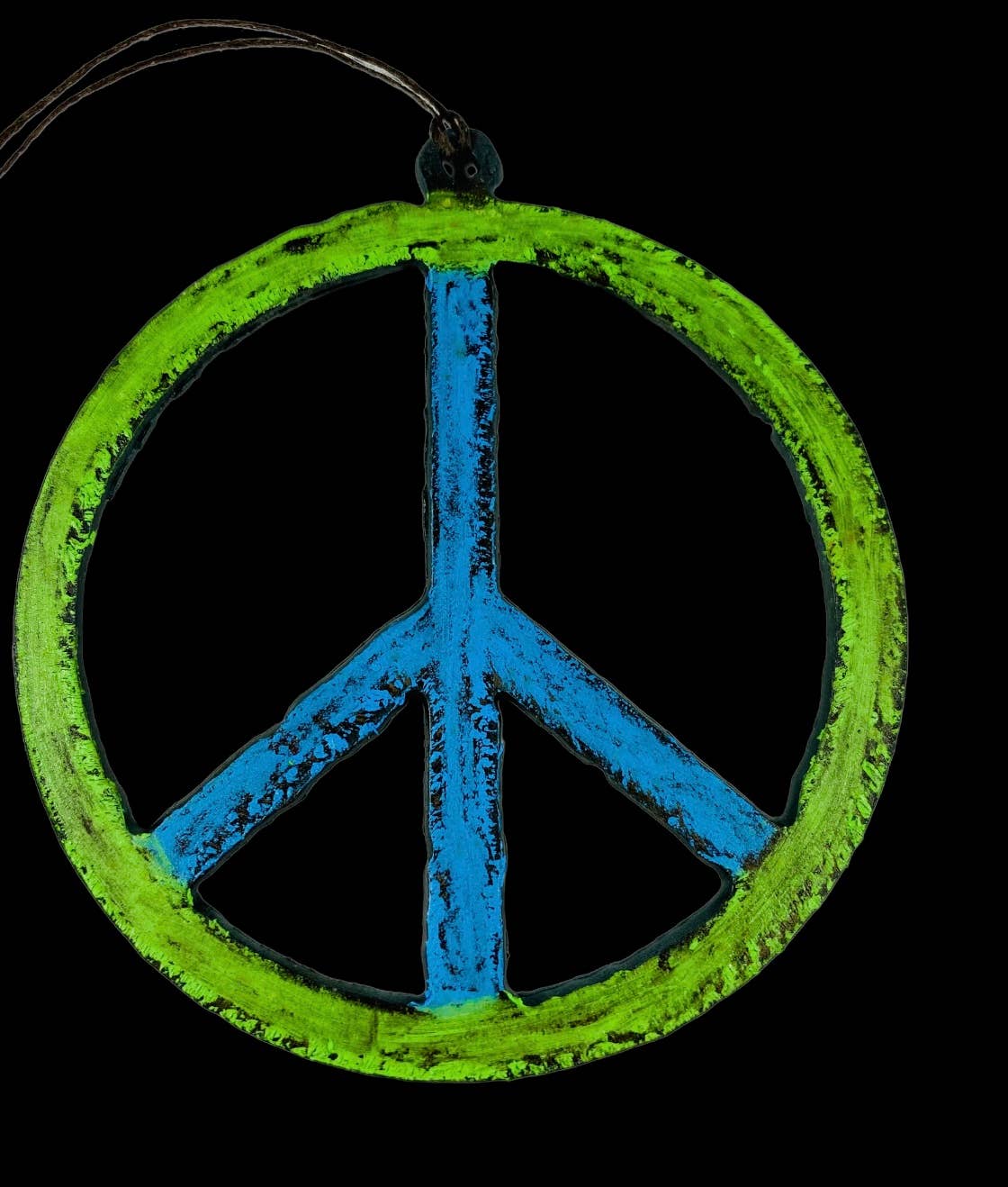 Peace sign ornament hippie recycled metal art USA impulse