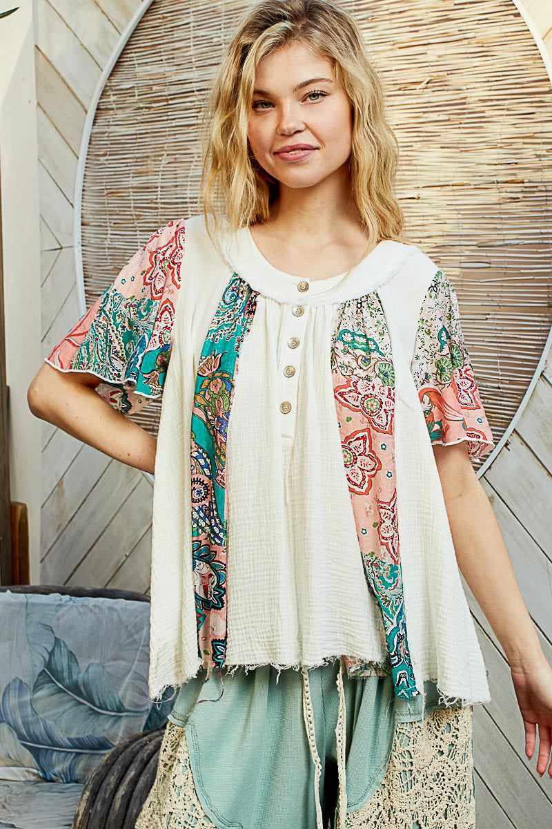๐ธ Boho Breeze Patchwork Top