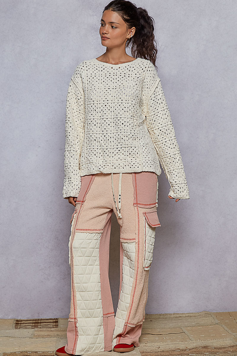 Cozy Soft Waffle Knit Boho Sweater