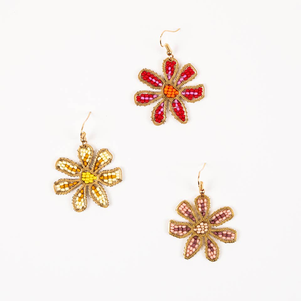 Beaded Daisy Earrings