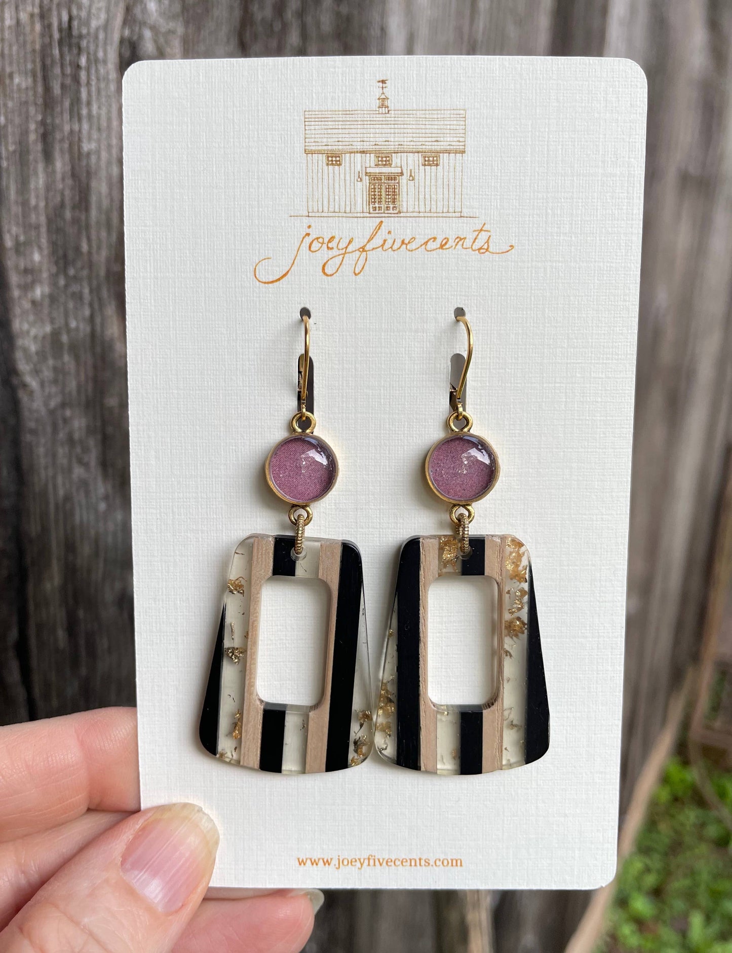 Mod Black, White Earrings - fall, gold, striped, colorblock
