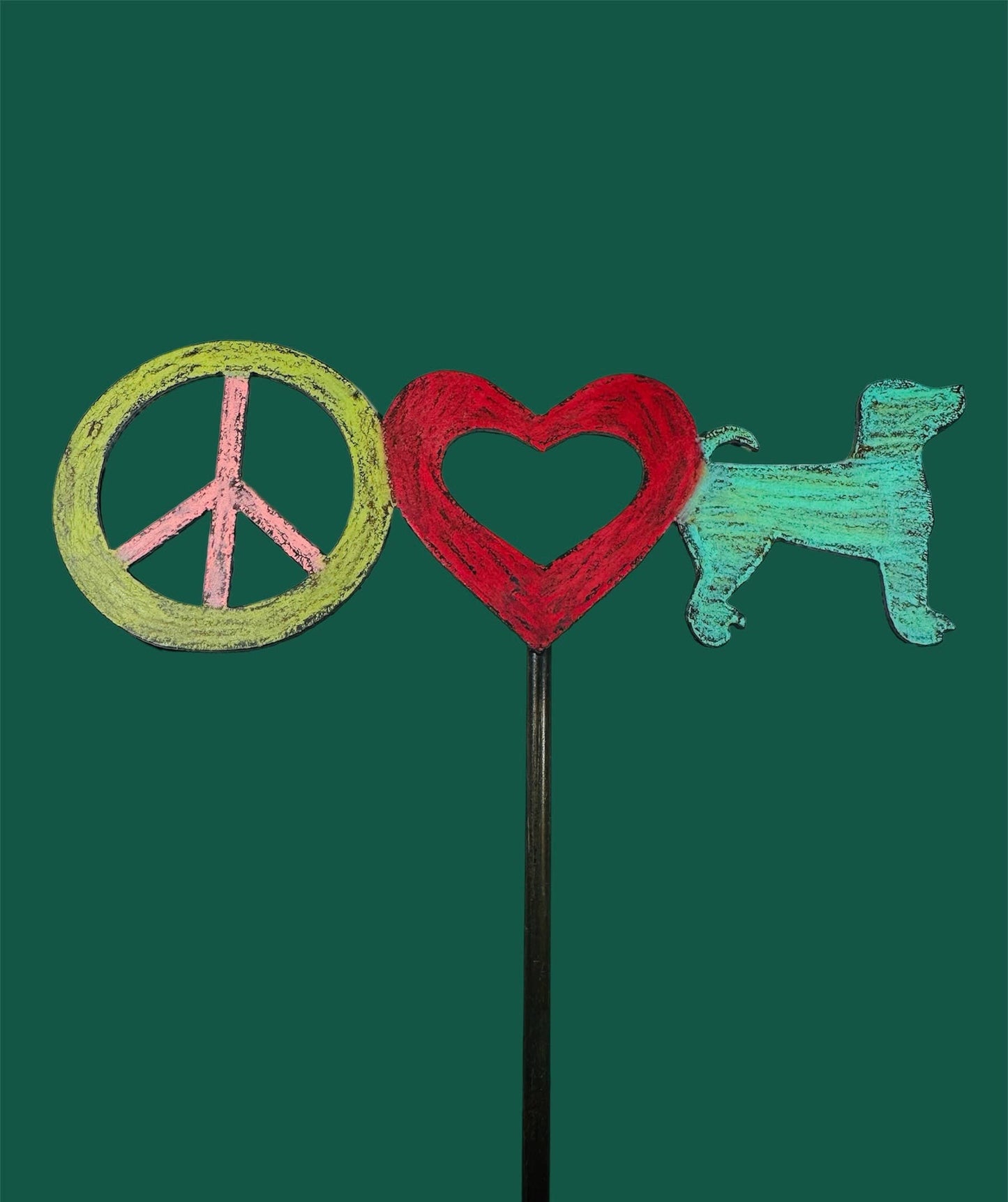 Peace sign plant stake dog garden stake Santa dog pet gifts