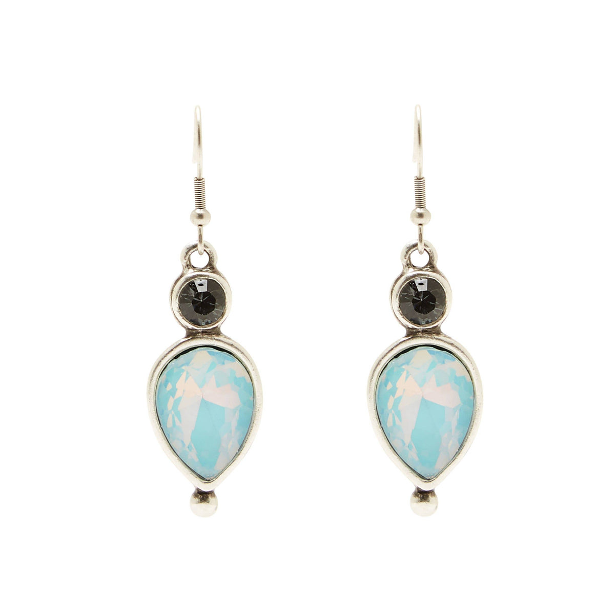 Handmade Pewter Earrings With Blue Opal - 1958Blue
