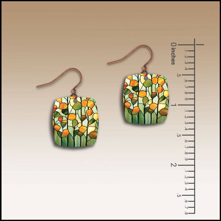 Stained Glass Button Drop Handmade Earrings