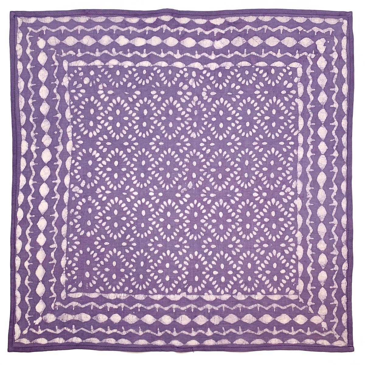 Block Printed Bandana - Purple Allover Small Shapes Design