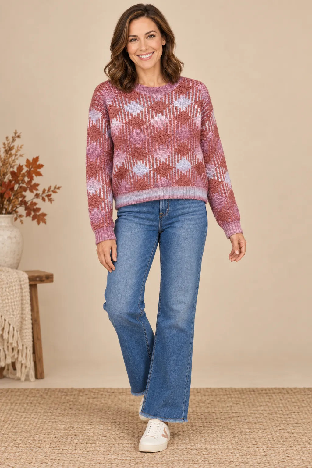 Plaid Drop Shoulder Sweater