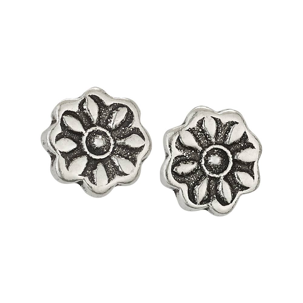 Stamped Flower Sterling Silver Earring
