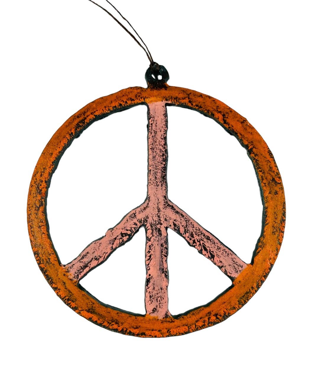 Peace sign ornament hippie recycled metal art USA impulse