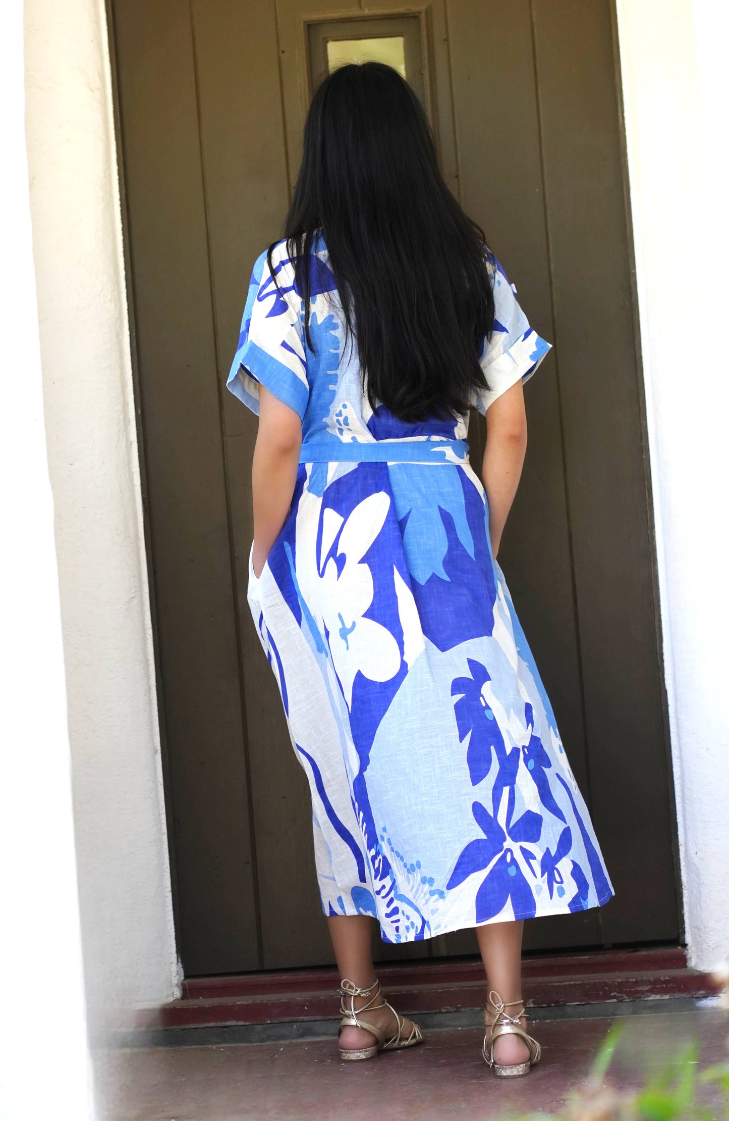 Brigitte Abstract Print Dress Blue Multi