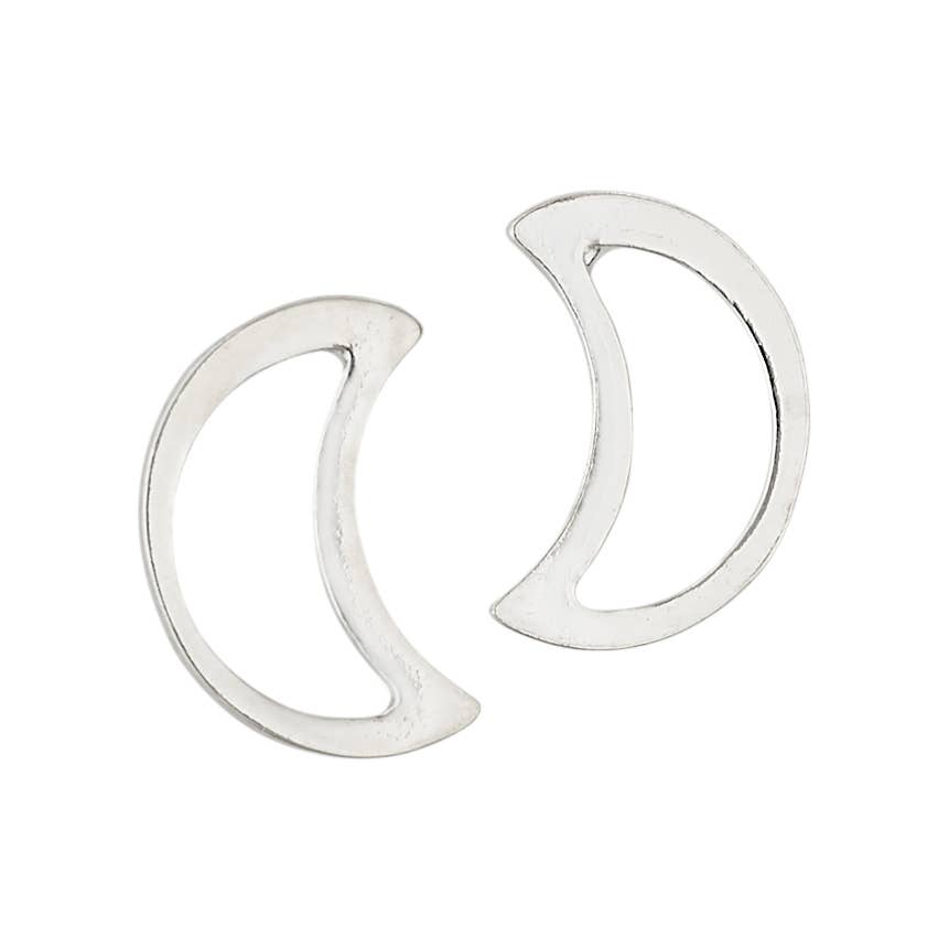 Quarter Moon Sterling Silver Stud Earring