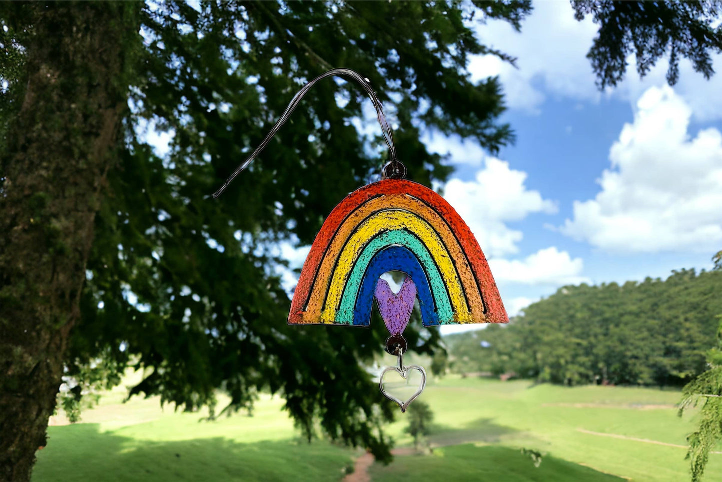 Rainbow ornament pewter charm jewelry gifts Pride Holiday