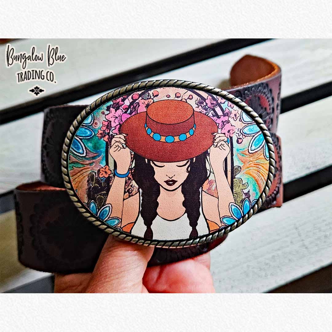 Boho Cowgirl Oval Belt Buckle
