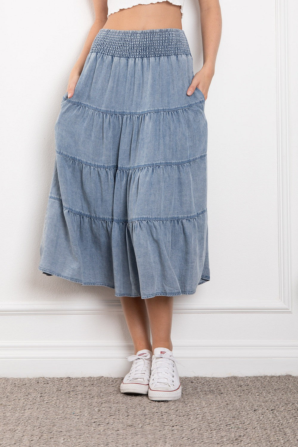 Bluebird Tiered Midi Skirt