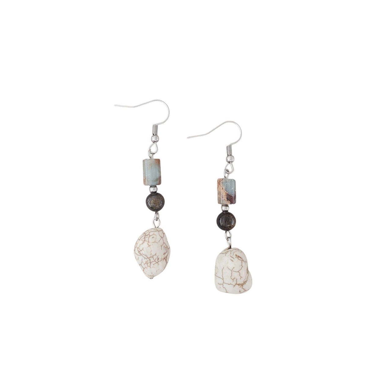 Howlite, Bronzite, Jasper & Stainless Earrings