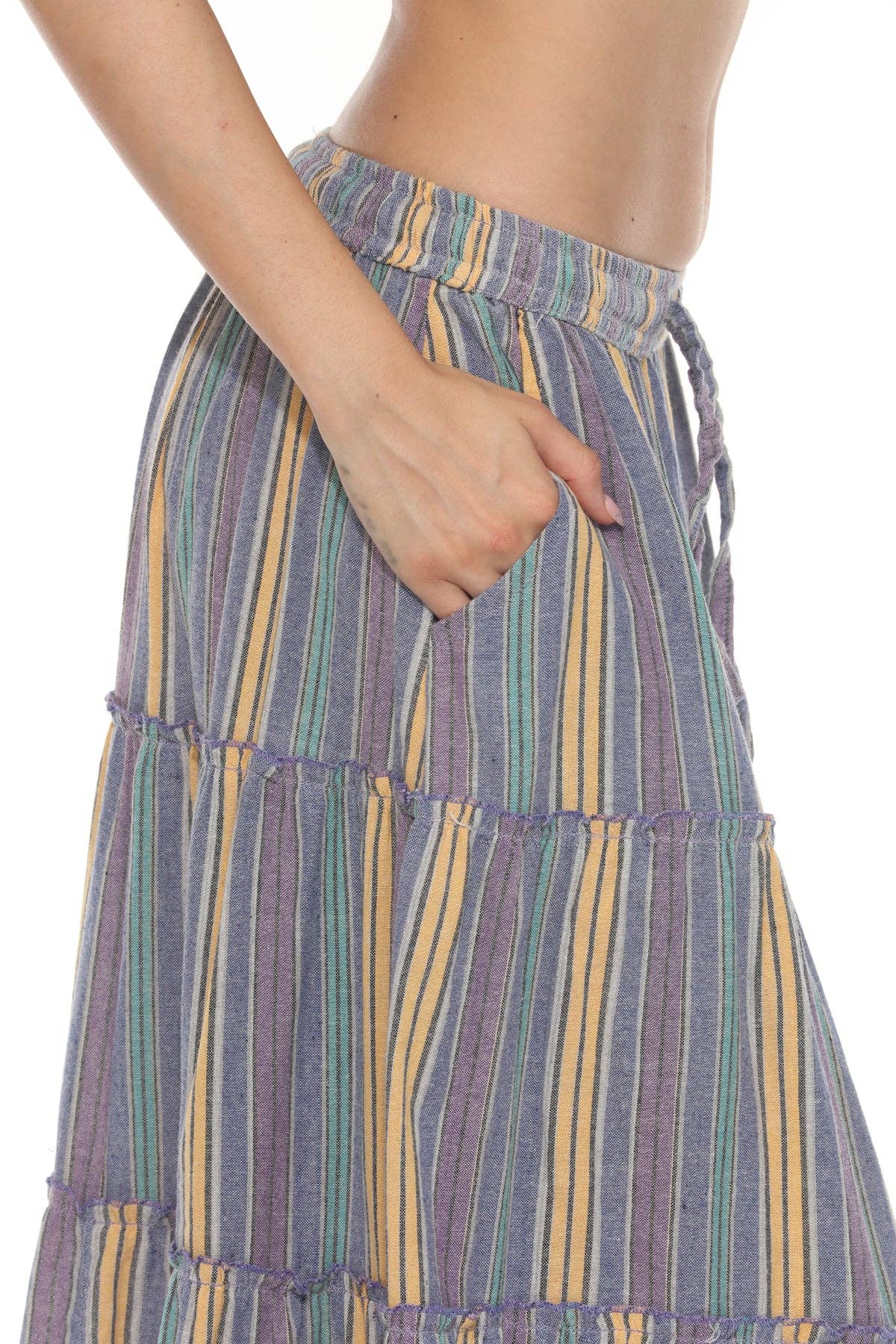 Stripe Tiered Maxi Skirt