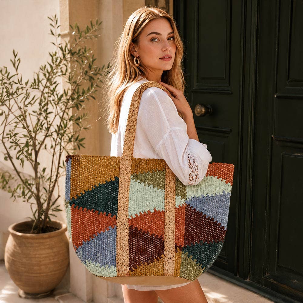Oversized Boho Woven Carryall Shoulder Tote Bag