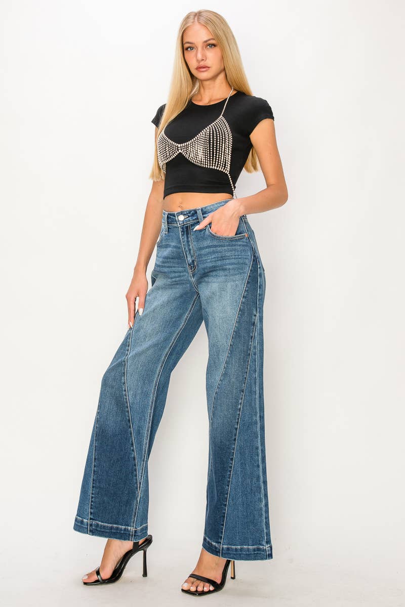 HIGH RISE RELAXED FLARED LEG JEANS