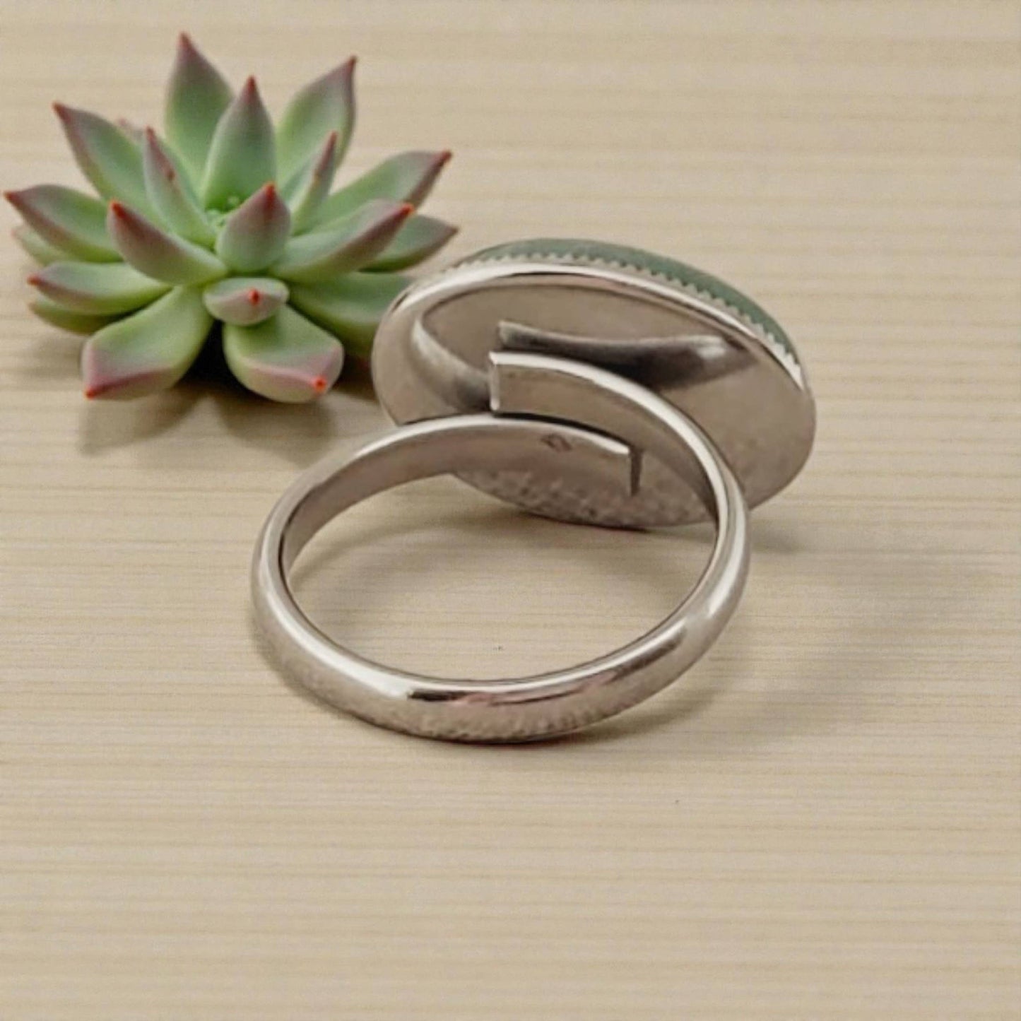 Rose Quartz & Stainless Adjustable Ring