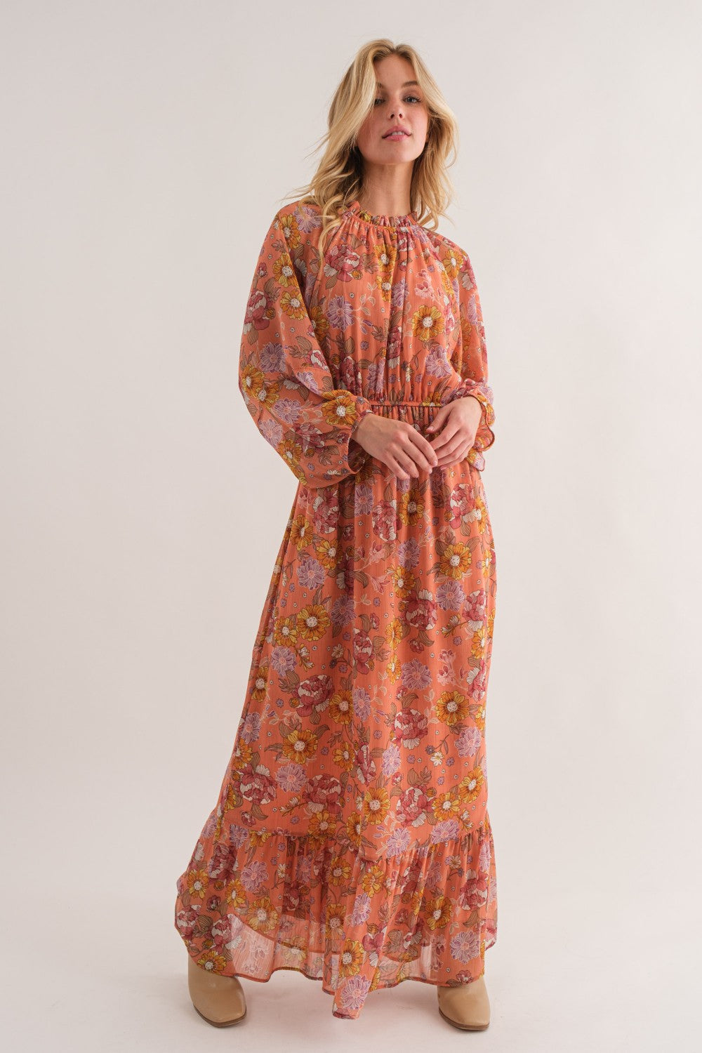 Floral Print Tiered Maxi Dress