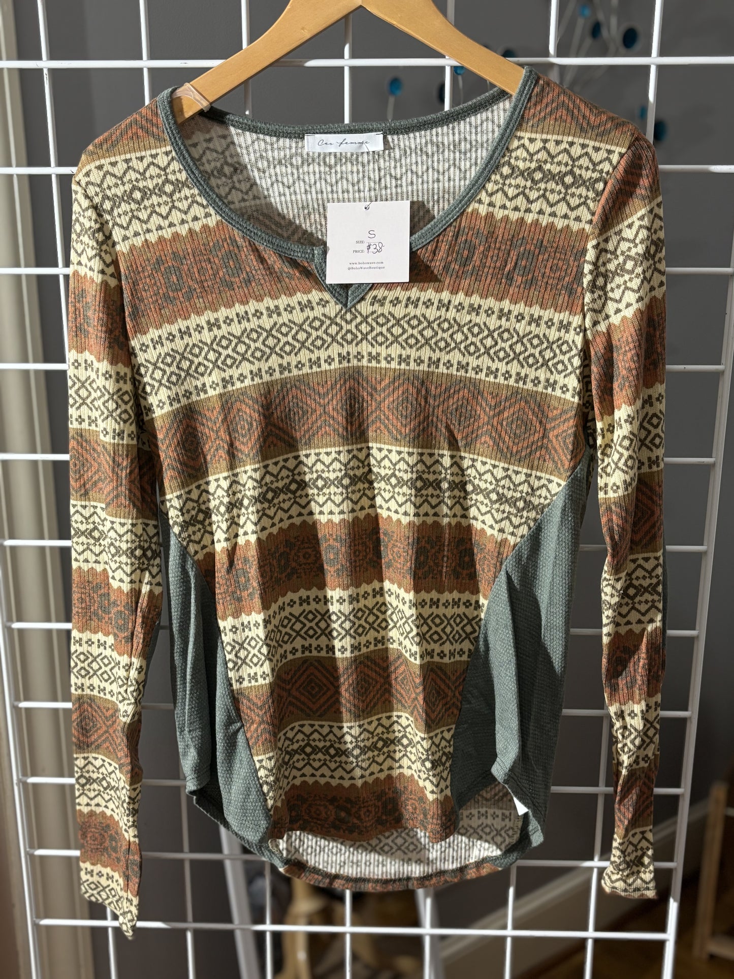 Ces Femme Color Block Printed Top