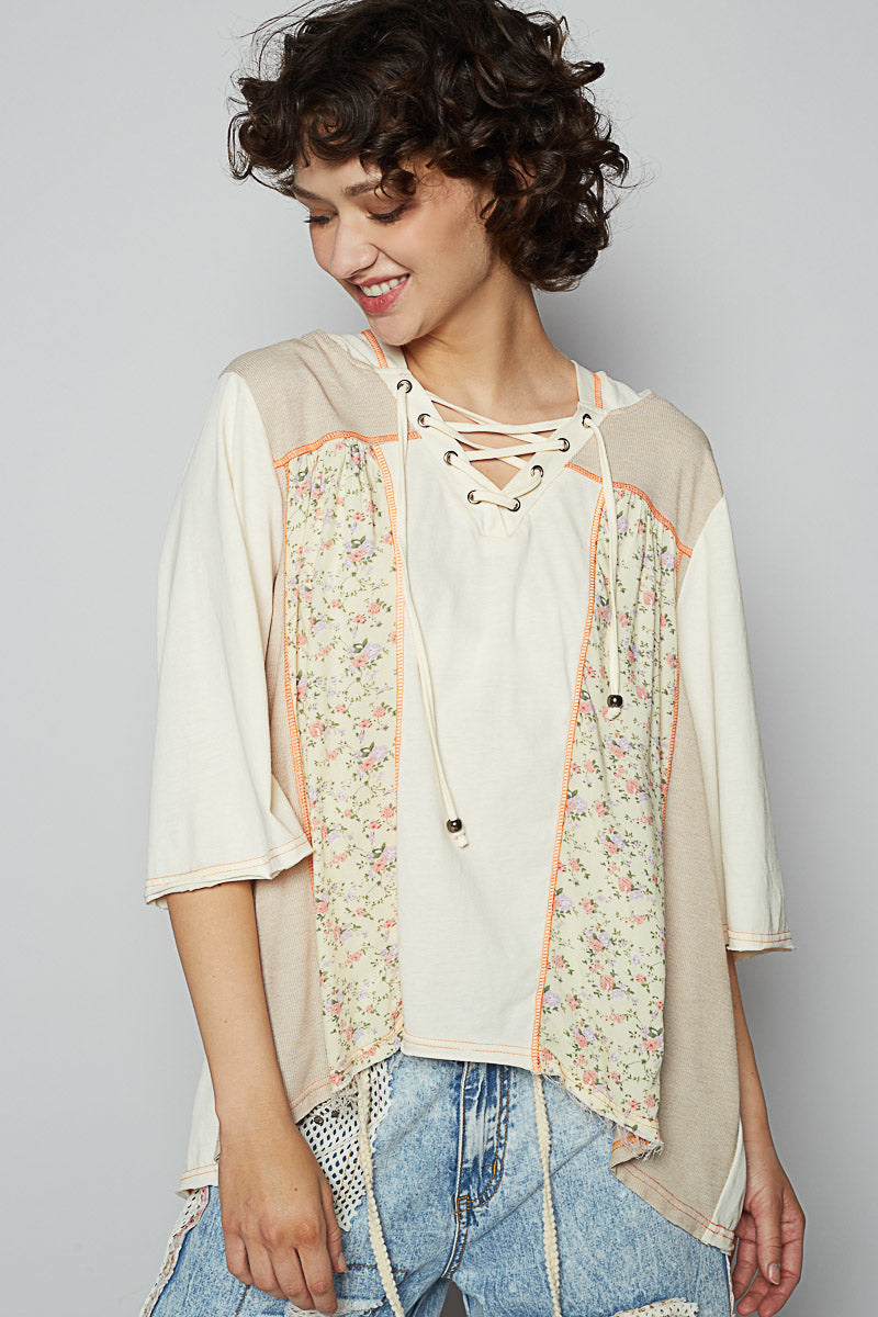 V-Neck Half-Sleeved Roomy Top