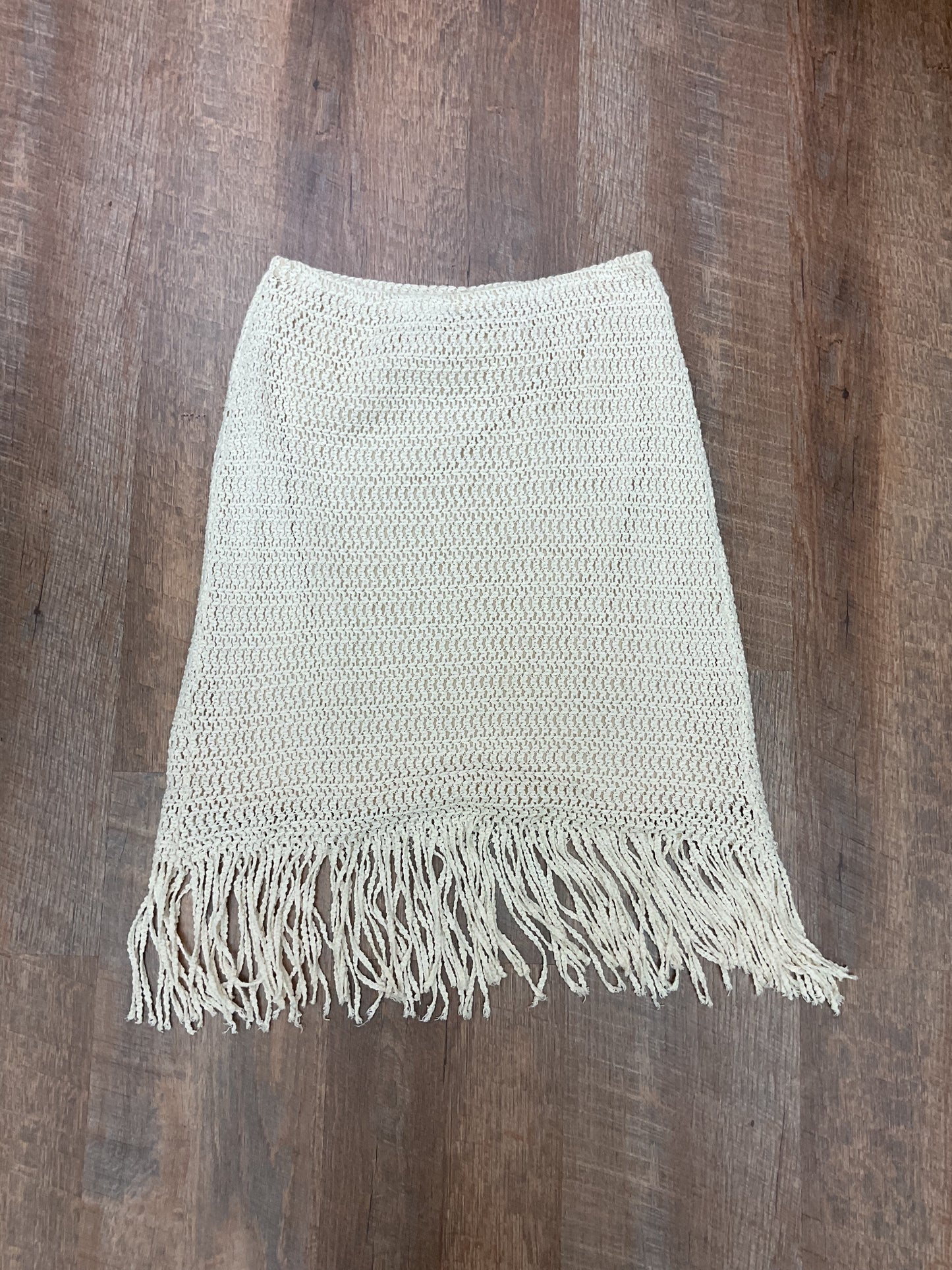 Cream fringe skirt