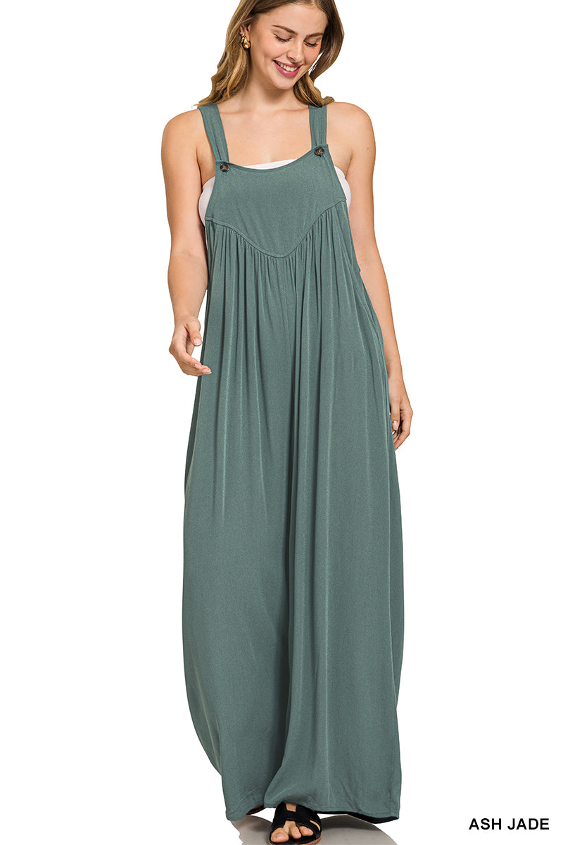 Woven Crepe Overalls