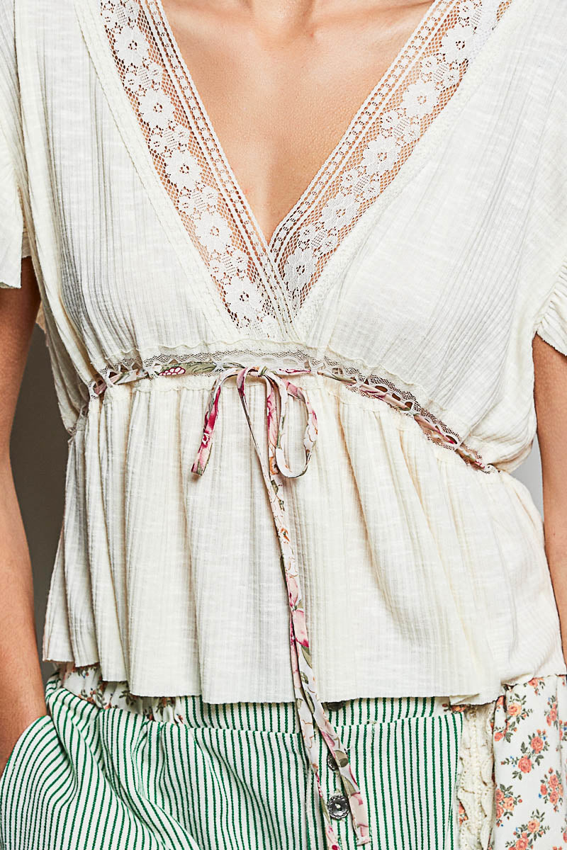 V-neck sleeveless regular-fit ribbed top