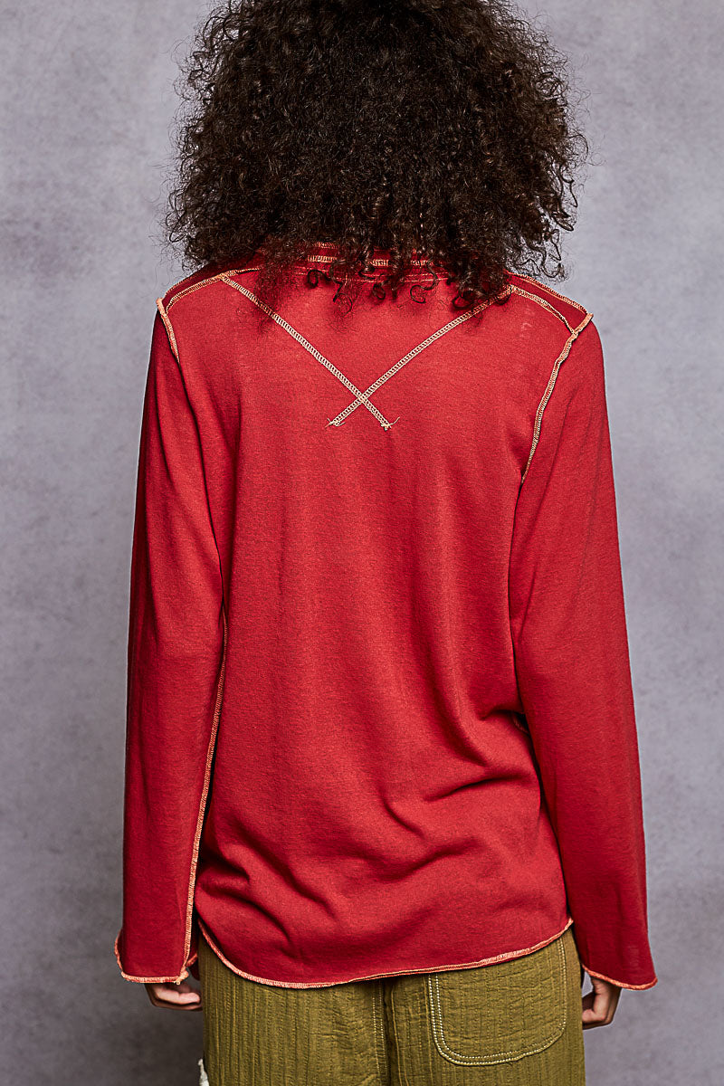 Boho Stitch Detail Jersey Top