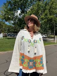 Bohemian Chenille Collared Sweater – Cream