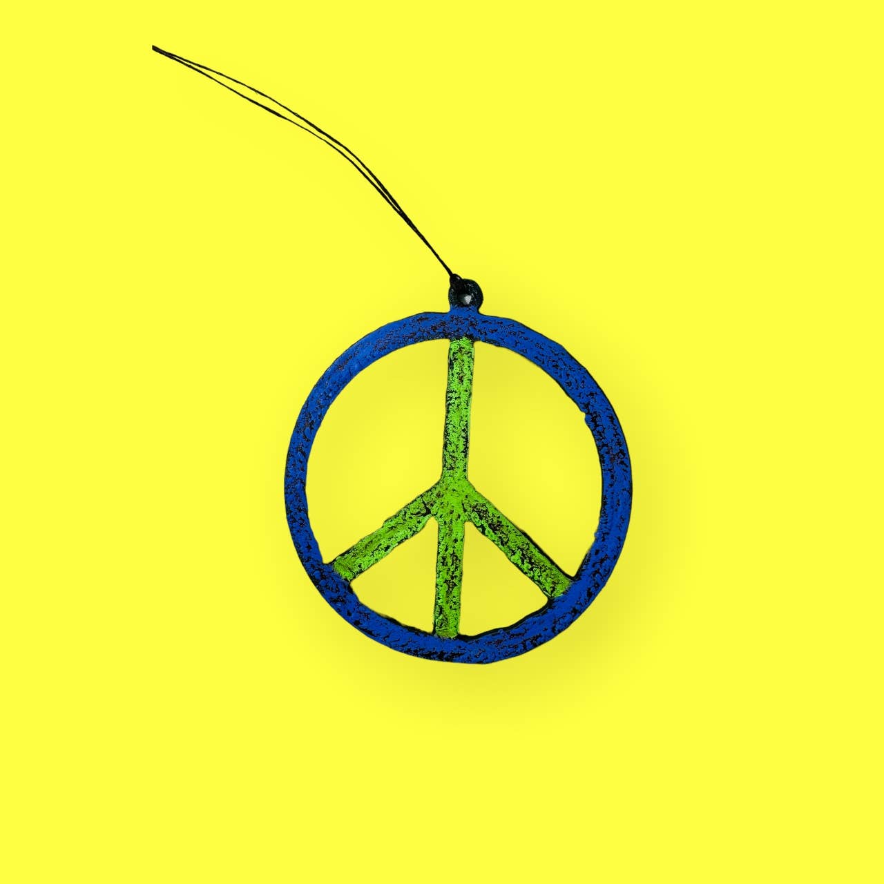Peace sign ornament hippie recycled metal art USA impulse