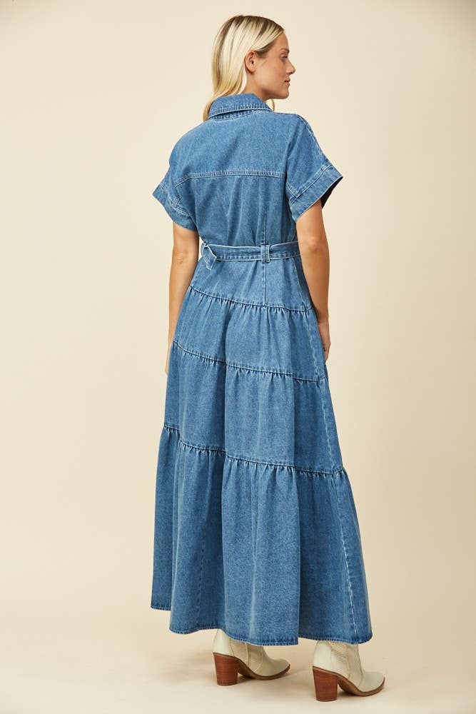 High Noon Denim Maxi Dress
