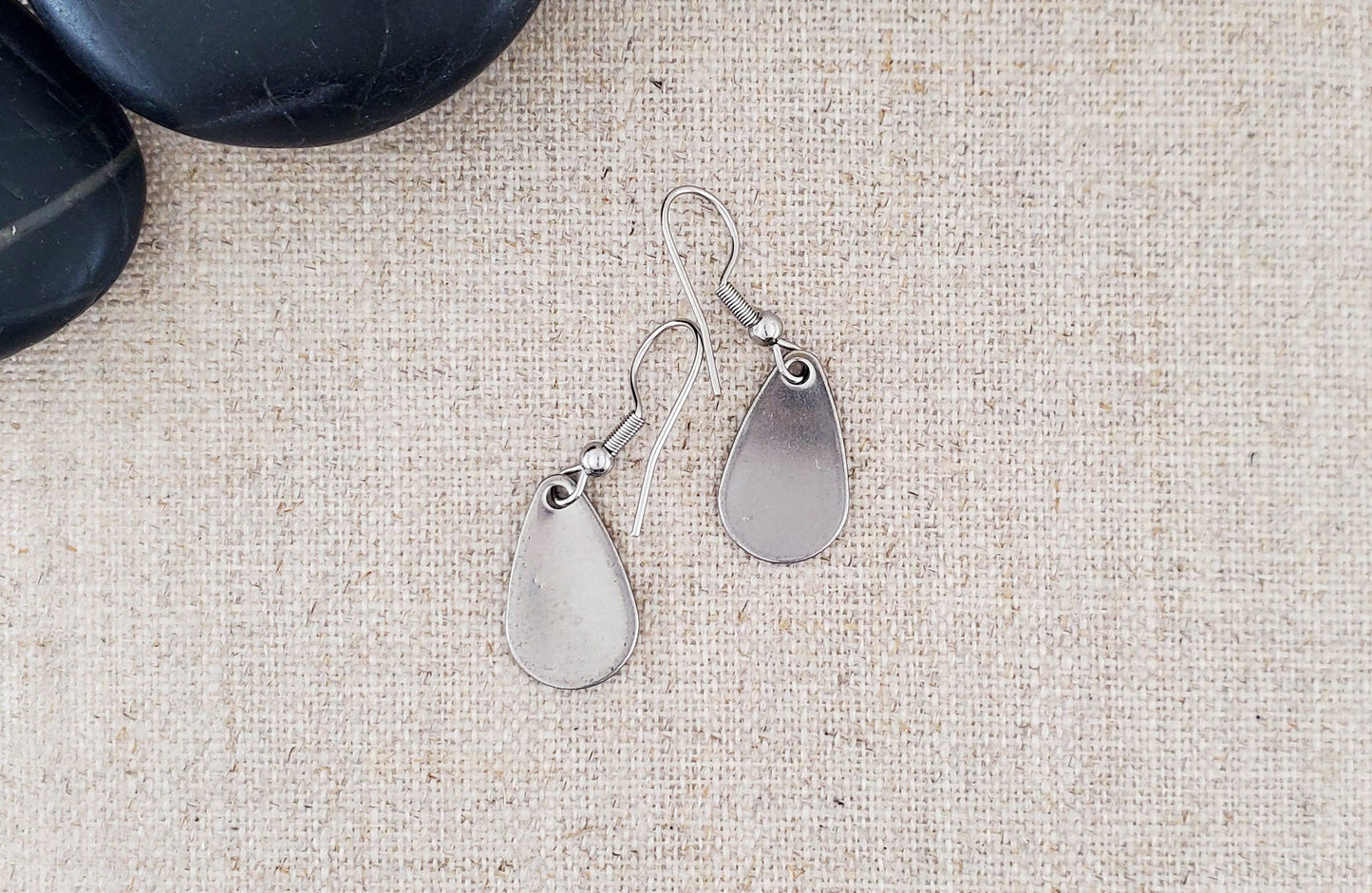 Alcohol Ink Stainless Steel Small Teardrop Earrings
