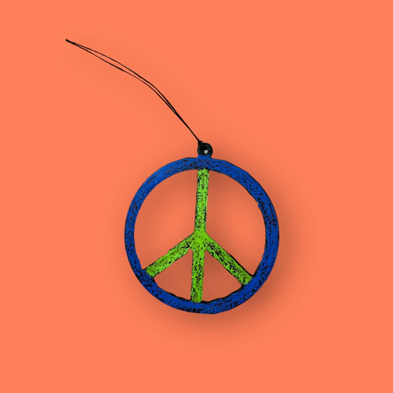 Peace sign ornament hippie recycled metal art USA impulse