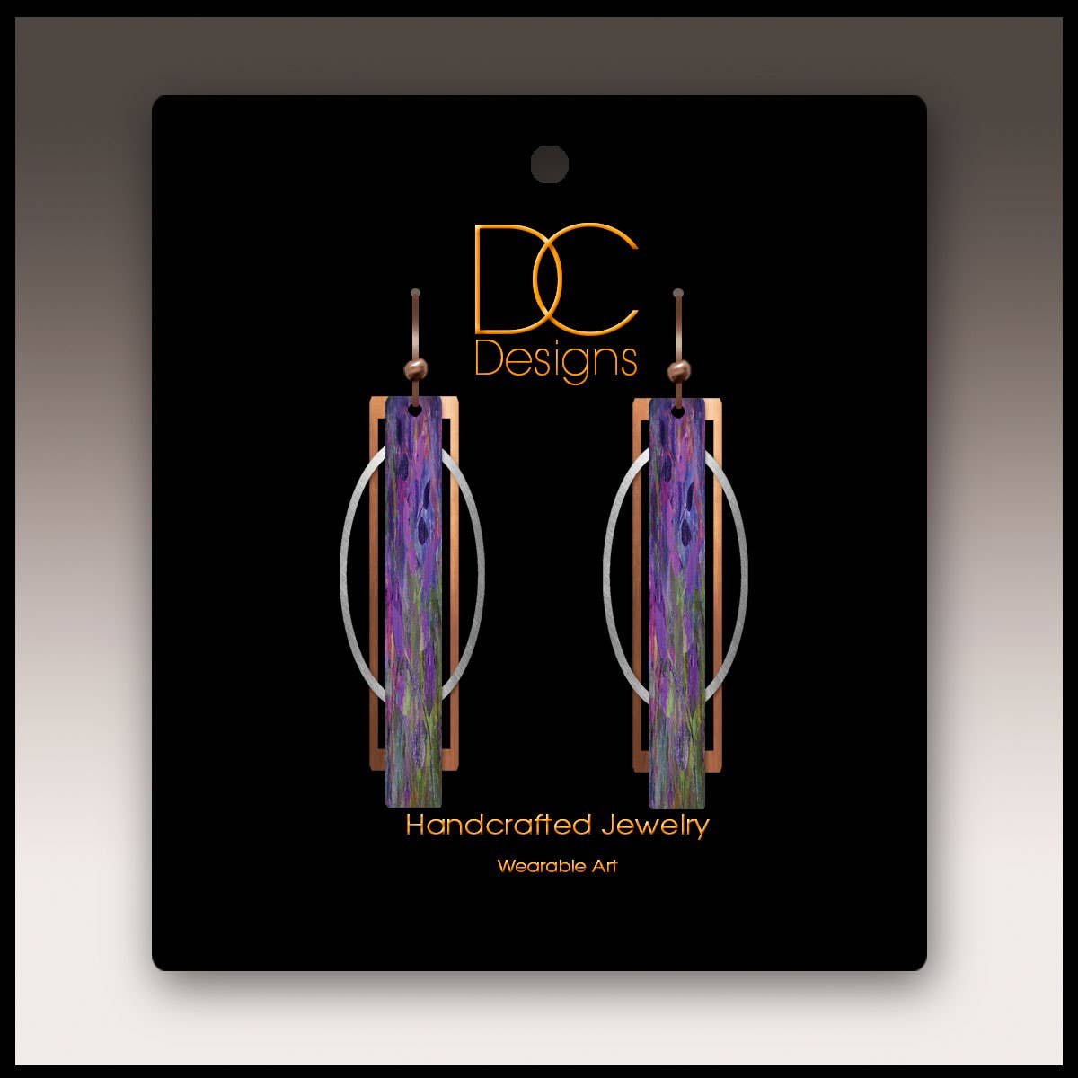 Purple Geometric Multilayer Metal Accent Handmade Earrings
