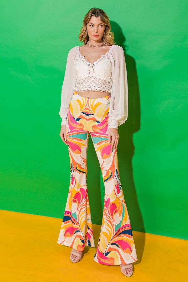 Vibrant Groovy Pants with Flare Leg