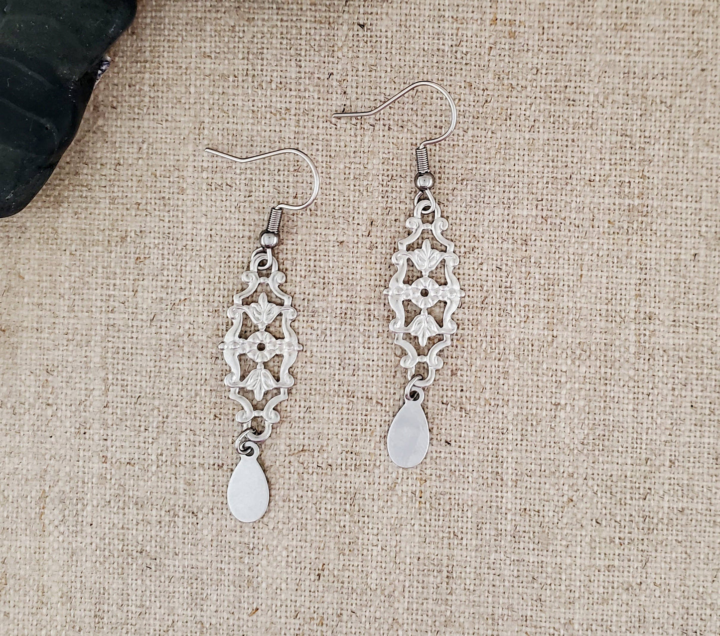 Filigree Stainless Steel Connector Earrings