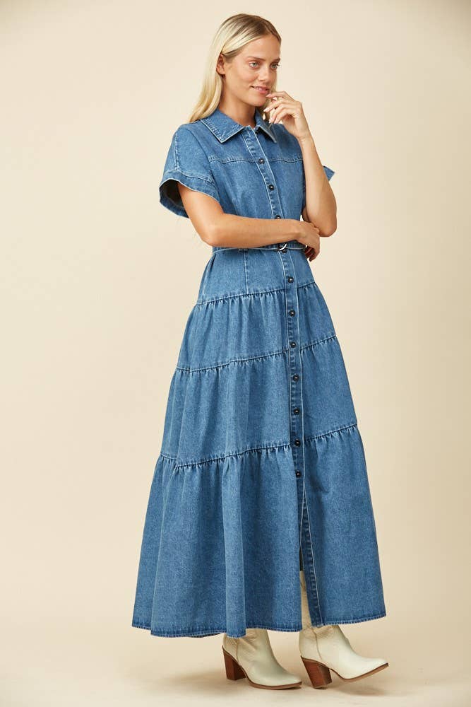 High Noon Denim Maxi Dress
