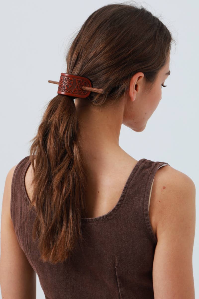 Western Carved Hide Hair Stick – Frontier Hair Styling Tool