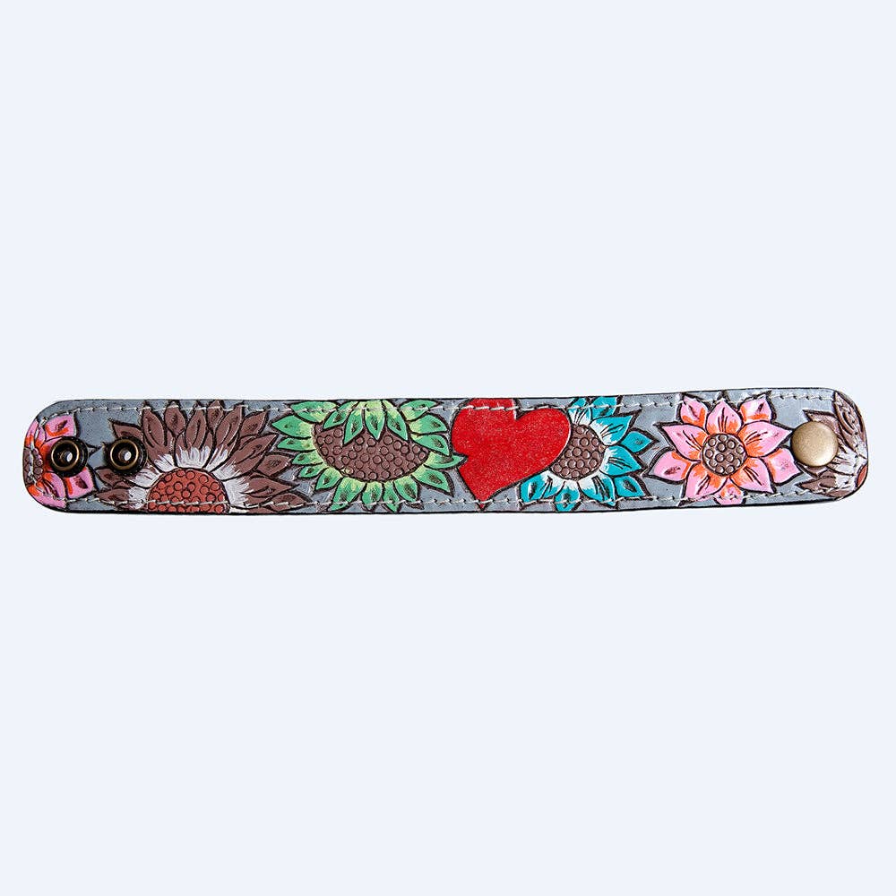 ADBRF189 Hand tooled Genuine Leather Bracelet women