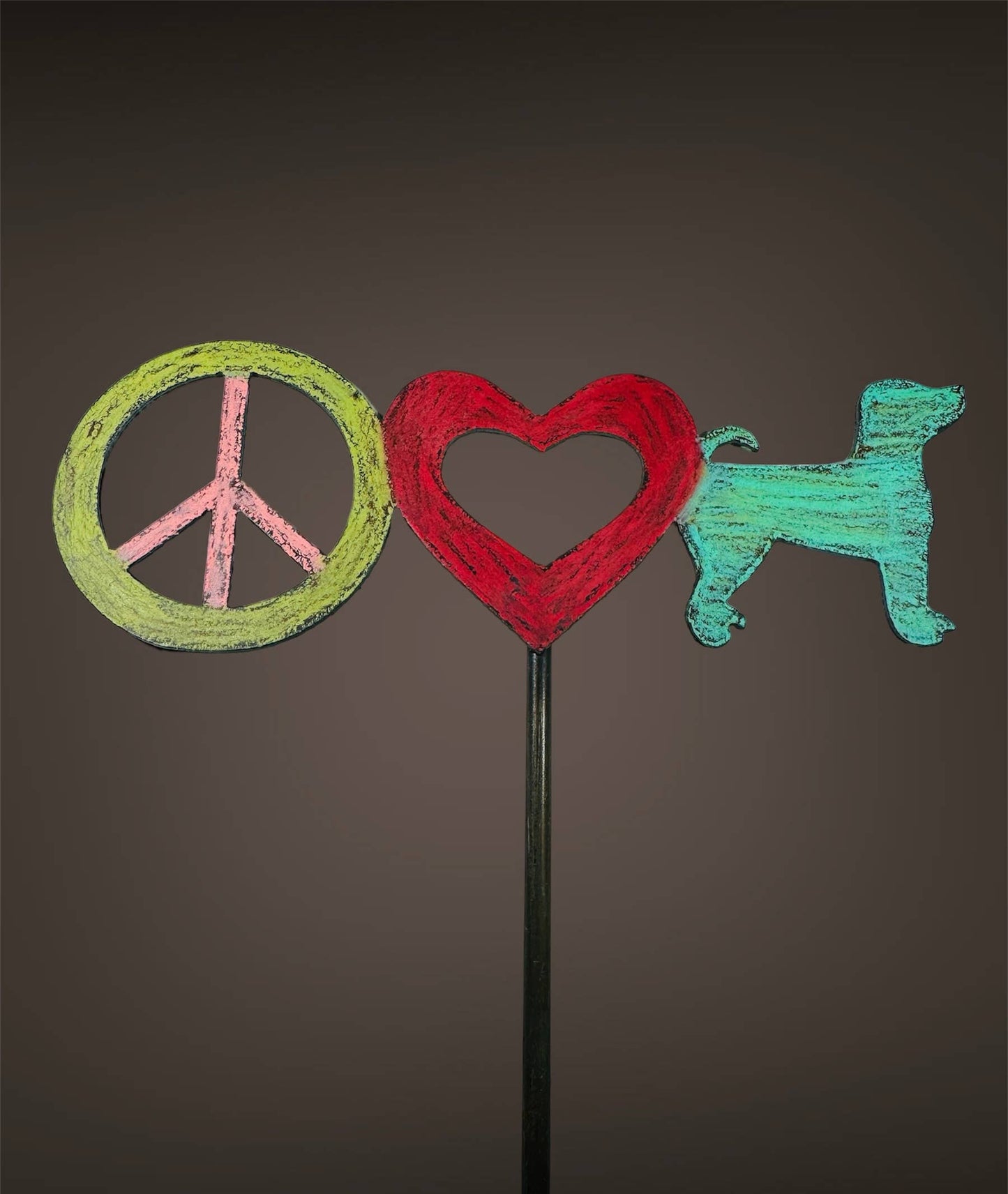 Peace sign plant stake dog garden stake Santa dog pet gifts