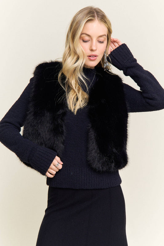 FAUX FUR OPEN FRONT CROP VEST