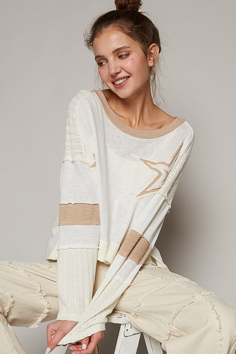 Ivory & Natural Star Pattern Knit Top