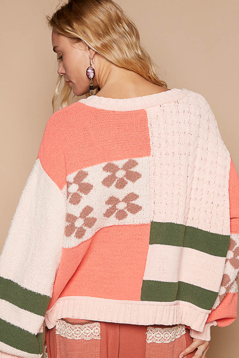 V-Neck Coral Sweater Multi