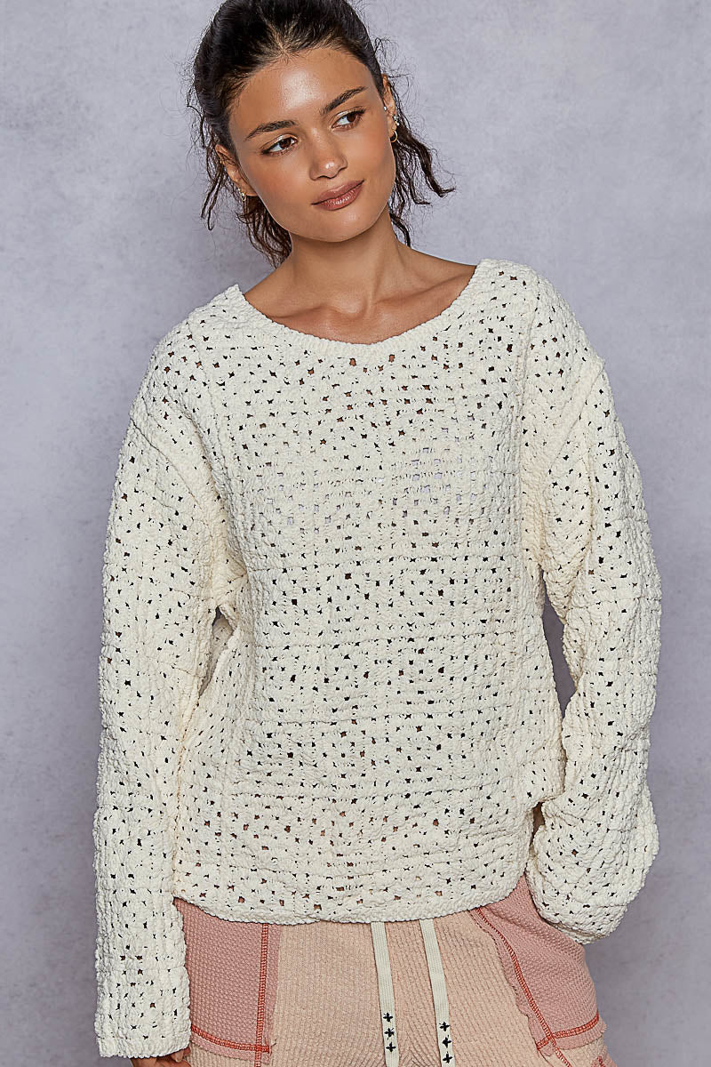 Cozy Soft Waffle Knit Boho Sweater