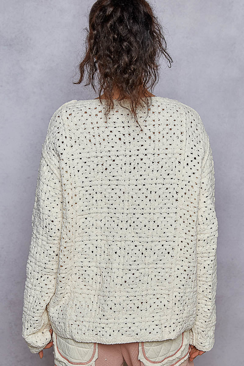 Cozy Soft Waffle Knit Boho Sweater