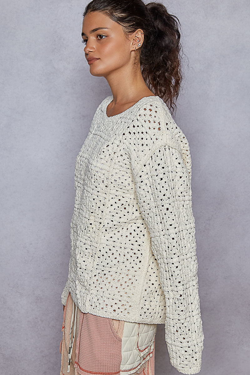 Cozy Soft Waffle Knit Boho Sweater