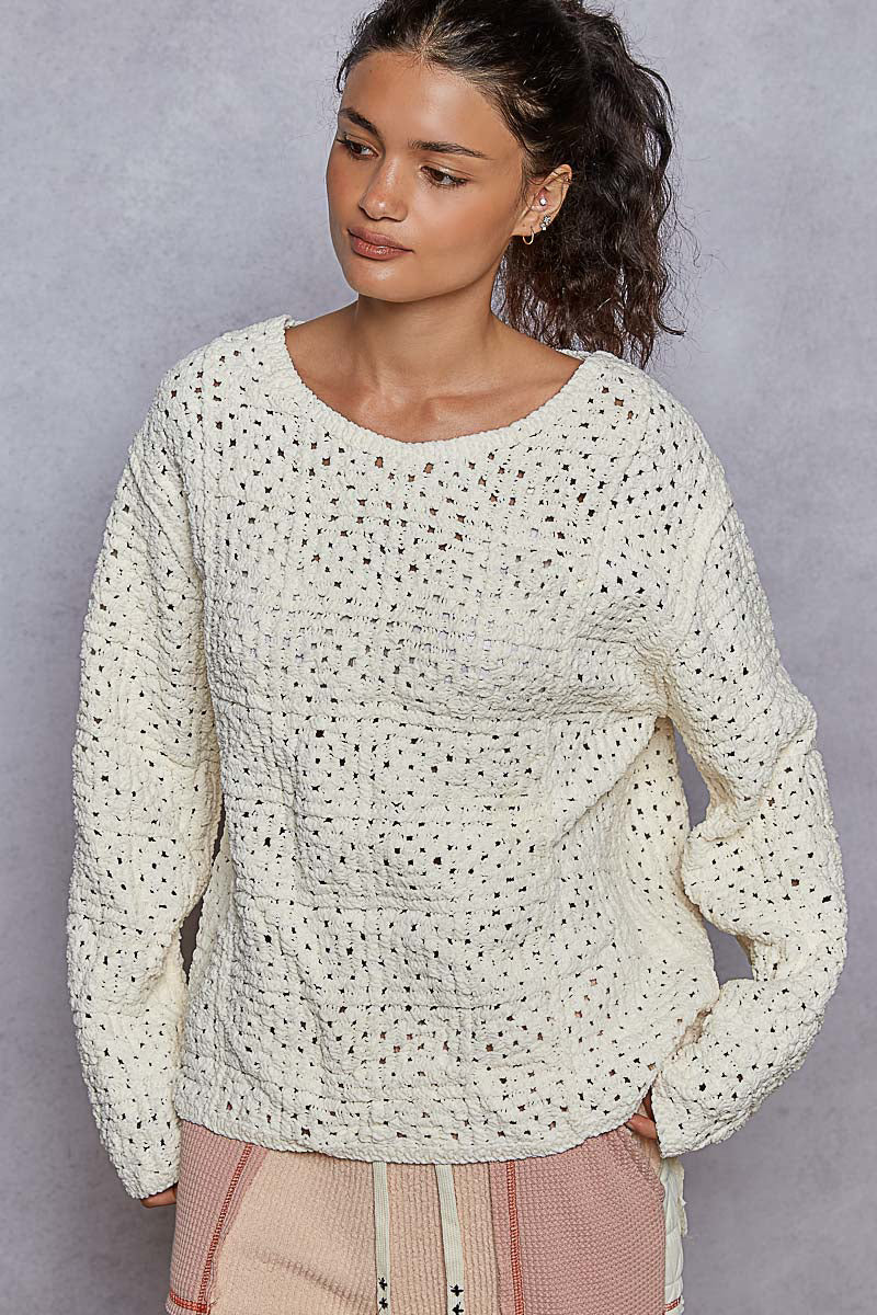 Cozy Soft Waffle Knit Boho Sweater