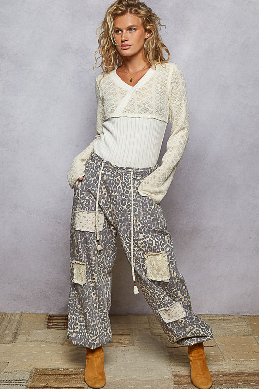 Vintage Leopard Print Patchwork Boho Pants